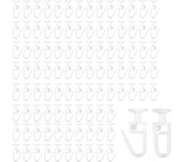DWUENT 100Pcs Plastic Curtain Hooks - 25mm Durable Glider Clips for Caravan, Campervan & Home Curtain Tracks, White Universal Sliding Hooks (Reusable, Effortless Installation)
