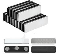 DWUENT 12 Pairs Heavy-Duty Magnetic Curtain Clips with Adhesive Backing for Blackout Blinds, Sturdy NdFeB Magnets for Secure Window Curtain Closure (Black, 64x14mm)