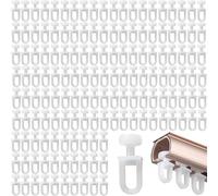 DWUENT 150Pcs White Plastic Curtain Hooks - Durable Glider Hooks for Tracks & Rails in Living Room, Bedroom, Office (9.5x24mm)