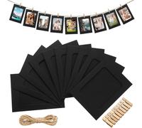 DWUENT 20 Pcs Photo Paper Frames 15.5x11.5cm White Cardboard Picture Mounts with 2x2m Hemp Strings & Mini Wooden Pegs, DIY Hanging Photo Banner for Party, Classroom, Home, Wall Decor