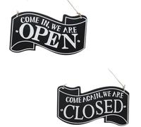 DWUENT 25x13cm Open & Closed Sign for Business - Reversible Wooden Shop Sign with Hanging Rope, Vintage Decorative Display for Storefronts & Retail Windows