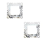 DWUENT 2Pcs Light Switch Surround, Acrylic 8.6cm Square Switch Cover Plates, Protective Wall Stickers, Peel and Stick Light Switch Sticker for Home Wall Decoration (Silver)