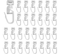 DWUENT 30-Pack Plastic Curtain Hooks & Clips, 34mm Universal Track Gliders for Smooth Sliding Curtains in Caravans, Campervans & Vans (White)