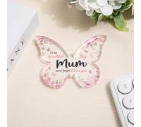 DWUENT Butterfly Acrylic Plaque for Mum - Personalised Birthday & Mother's Day Gift with Love Message | Durable Keepsake from Daughter/Son to Grandma, Wife | "To Beautiful Mum" Memorial Gift Idea