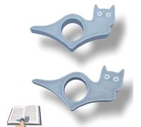 DWUENT Cat Book Page Holder,2 Pack Grey Thumb Book Page Holder for One-Handed Reading,Adorable Cat Shaped Book Accessories & Gift for Book Lovers,Readers,Teachers and Students