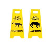 DWUENT Cat Vomit Caution Sign - 2-Pack Silicone Warning Decals with Cat & Dog Vomit Designs for Pet Owners, Indoor/Outdoor Use, Durable Humorous Pet Lover Gift (Yellow)