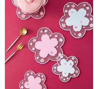 DWUENT Coasters 2Pcs Cute Sakura PVC Soft Coaster Pads for Desk Decor, Room Decor, Christmas Wedding, Heat Resistant Placemat, Diameter 11.5cm, Set of 2