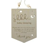 DWUENT dont touch baby sign for pram, dont kiss baby sign, please dont touch babys signs, Diamond-Shaped Wooden Do Not Knock - Yellow (18x20cm)