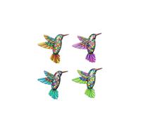 DWUENT Garden Wall Art Decor,4 Pcs Acrylic Multi-Colour 3D Layered Light Gradient Hanging Sculptures, Weatherproof Outdoor Fence & Patio Decorations for Backyard, Home, All-Season Use（ Hummingbird）