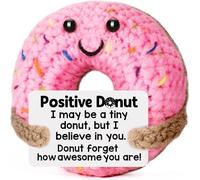 DWUENT Gifts for Women - Pink Handmade Crochet Donut Teacher Appreciation Good Luck Motivational Presents for Girls Friends Birthday Graduation Thank You Small Gift