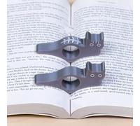 DWUENT Grey Cat Thumb Book Page Holder, 2PCS Cute Cat Shaped Page Holders for Books, Lightweight Book Accessories Gifts for Book Lovers, Readers & Bookworms (Grey)