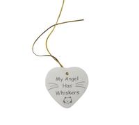DWUENT Heart Wooden Memorial Plaque | Cat Memorial Gift with "My Angel Has Whiskers" Engraving | Pet Loss Keepsake | 10x10cm Hanging Plaque | cat memorial gifts | pet bereavement gifts