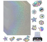DWUENT Holographic Sticker Paper, Holographic Laminate Sheets, Holographic Vinyl, 10 Sheets A4 Size (29cm x 21cm) Self-Adhesive Overlay Lamination Film for DIY Crafting, Decoration (1, 10)