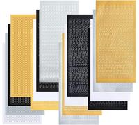 DWUENT Letter Stickers, Alphabet Stickers, Stick on Letters, 16 Sheets Self Adhesive Gold Silver White Black Number Alphabet Stickers for Scrapbooking, DIY Crafts, Cards