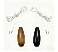 DWUENT Luxebright 2 Pack Light Pull Cord, Wooden Gourd Pendant Switch Pull String with 150cm Nylon White Cord, Replacement Cord Handle for Ceiling Light Fan Bathroom Lamp Blind