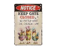 DWUENT Metal Signs, Chicken Coop Accessories, Chicken Accessories, Hen House Plaque - 30x20cm Rustic Farmhouse Metal Chickens Sign for Coop Decoration, Wall or Hanging Iron Plaque