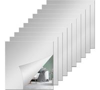 DWUENT Mirror Tiles, Stick on Mirrors for Walls, Self Adhesive Mirror, 12PCS 10x10cm Acrylic Square Adhesive Mirrors Tiles with Right Angle Design for Home Decor