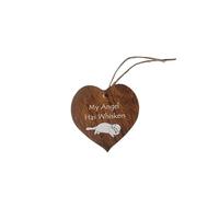 DWUENT Pet Bereavement Gifts, Cat Memorial Keyring with Engraved "My Angel Has Whickers" & Sleeping Kitty Design, Natural Wood Texture Hanging Decor, 10x10x0.3cm for Loss of Cat Memorial Keepsake