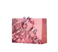 DWUENT Pink Butterfly Gift Bags with Bow, Envelope & Sealing Sticker - Large Gift Bags for Birthdays, Mother's Day, Valentine’s Day, Weddings - 28x20x10cm (Fits Cards, Presents, Occasion Gifts)
