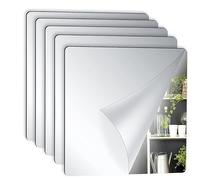 DWUENT Self Adhesive Mirror, Mirror Tiles, Stick on Mirrors for Wardrobe Doors, 6 Pcs Mirror Sheets, 20x20cm, 1.5mm Thickened Acrylic Mirror for Bathroom, Bedroom, Door