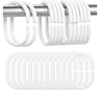 DWUENT Shower Curtain Hooks, Shower Curtain Rings With Reinforced Anti-Rust & Anti-Deform, For Strong Hold Bathroom Shower Rods, Easy Snap Closure (40Pcs, WHITE)