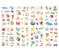 DWUENT Summer Stickers, Seaside Stickers, Holiday Sticker, 8PCS Beach-Themed Sticker for Scrapbooking, DIY Crafts, Laptops, Journals, Gifts for Adults & Kids