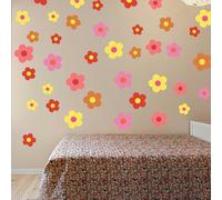 DWUENT Vinyl Stickers, Flower Wall Stickers, Waterproof Sticker, 140pcs Floral Decals with Red, Pink, Yellow, and Tea Rose Colors, PVC Wall Art for Home Decor, 30x20cm