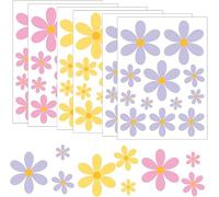 DWUENT Wall Stickers for bedrooms, Wall Stickers Kids, Flower Walls Sticker, 72pcs Daisy, PVC Peel and Stick Floral Walls Sticker for Nursery Girls Boys Room Home Decor (Yellow Red Purple)