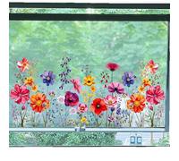 DWUENT Window Stickers for Glass, Flower Window Stickers, Colorful Floral PVC Window Clings Decals, Double-Sided Static Stickers for Home Glass Doors (30x60cm)