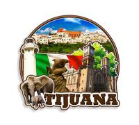 Dwutahcy 3D Wooden Fridge Magnet for Tijuana Mexico City Travel Souvenirs Refrigerator Sticker Home Kitchen Decorations Gifts