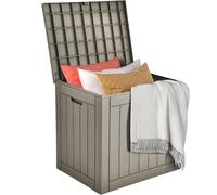 DWVO 30 Gallon Outdoor Storage Box, Weatherproof Lockable Resin Deck Box for Patio Furniture, Pool Accessories, Garden Tools, and Supplies - Brown