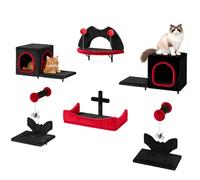DWVO 8-Piece Cat Tree, Gothic Wall Climbing Set, Plush Climber for Cats with 2 Cat Houses
