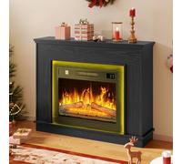 DWVO Electric Fireplace, Electric Fire and Surround Suite 39" and Realistic Flame Effect Fire, FirePlaces Reach up to 30㎡ Space with Programmable Timer and LED Light Strip, 100x26x80.5CM