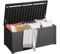 DWVO Outdoor Garden Storage Box|450L 142.1x67.6x60cm|Waterproof||Securely Lockable|Side Carry Handles|All Weather Resistant|Patio Resin Deck Box for Pillows, Equipment,Shoe(Black)