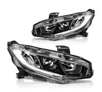 DWVO Projector Headlights Assembly with Daytime Running Lamps Compatible with 2016 2017 2018 2019 2020 2021 Civic Headlamp Replacement Pair Black Housing