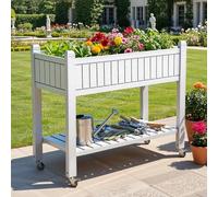 DWVO Raised Bed,108.5 * 44 * 89.5cm Elevated Planter Rectangle with Wheels