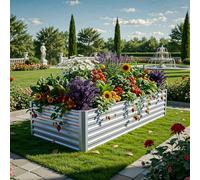 DWVO Raised Beds for Garden,870L Raised bed Metal,0.35mm Galvanised Steel galvanised planter with Safety Edging&4pcs Support Rod for Garden Vegetables Fruit(2X Silver 180X90X54CM)