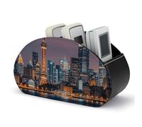 DWVSFJM - 5 Compartment PU Leather Remote Control Storage Box for Living Room Bedroom Office