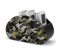 DWVSFJM - Abstract Camouflage Remote Control PU Leather Storage Box with 5 Compartments Emotion Control Stand for Living Room Bedroom Office