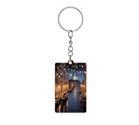 DWVSFJM Acrylic Personalized Printed Keychain, Exquisite Beautiful Venice at Night Printed Mini Keychain, Modern Simple Keychain, Personalized Keychain, Beautiful Venice at Night, 2x1.2inches