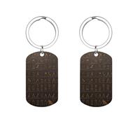 DWVSFJM Ancient Egyptian Hieroglyph Metal Keychain Rectangle Car Key Ring Holder for Men Women Cute Print Key Chain Pendant Charm Gift Key Organizer Ring for Backpack Purse Decoration, Silver, 5x2.8cm
