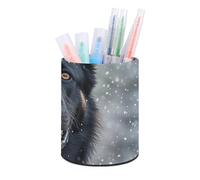 DWVSFJM Black German Shepherd Dog Pu Waterproof Pencil Holder For Desk Organizer, Makeup Brush Holder Home Decor And Stationary Supplies Pencil Cup For Office
