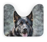 DWVSFJM Black German Shepherd Dog U-Shaped Toilet Rug 16 X 20 Inches, Absorbent Water Quick Drying Bathroom Rug Non-Slip Easy Clean Floor Mat for Bathtub,Sink