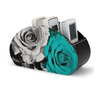 DWVSFJM - Black White Teal Grey Pink Faux Leather Remote Control Storage Box with 5 Compartments Emotion Control Stand for Living Room Bedroom