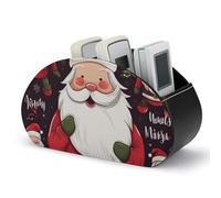 DWVSFJM - Christmas Santa Claus Remote Control PU Leather Storage Box, Remote Control Organizer Box with 5 Compartments for Living Room Bedroom Office