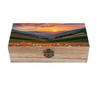 DWVSFJM Cloud Garden at Sunset Wooden Storage Box With Hinged Lid Vintage Decorative Boxes Jewelry Memory Box Keepsakes Boxes Gift Jewelry Box For Letters, Trinkets,Gifts