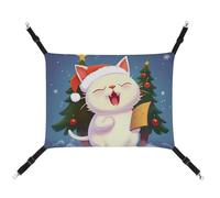 DWVSFJM Cute Cat Sing Christmas Carols Cat Hammock Pet Cage Hammock Soft Pet Hanging Bed with Adjustable Straps and Metal Hooks Pattern Warm Hanging Pet Mats for Cats Small Dogs Rabbits