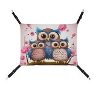 DWVSFJM Cute Owls Cat Hammock Pet Cage Hammock Soft Pet Hanging Bed with Adjustable Straps and Metal Hooks Pattern Warm Hanging Pet Mats for Cats Small Dogs Rabbits