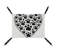 DWVSFJM Dog Paw Print Love Heart Cat Hammock Pet Cage Hammock Soft Pet Hanging Bed with Adjustable Straps and Metal Hooks Pattern Warm Hanging Pet Mats for Cats Small Dogs Rabbits