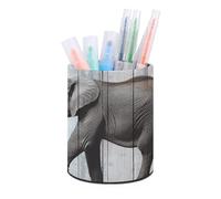 DWVSFJM Elephant on Wood Pu Waterproof Pencil Holder For Desk Organizer, Makeup Brush Holder Home Decor And Stationary Supplies Pencil Cup For Office
